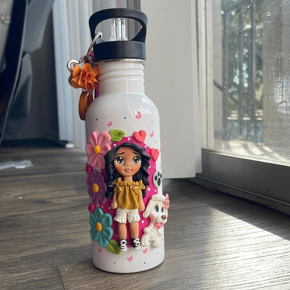 Handmade Decorated Water Bottle for Pets  Lovers dogs gift french poodle dog